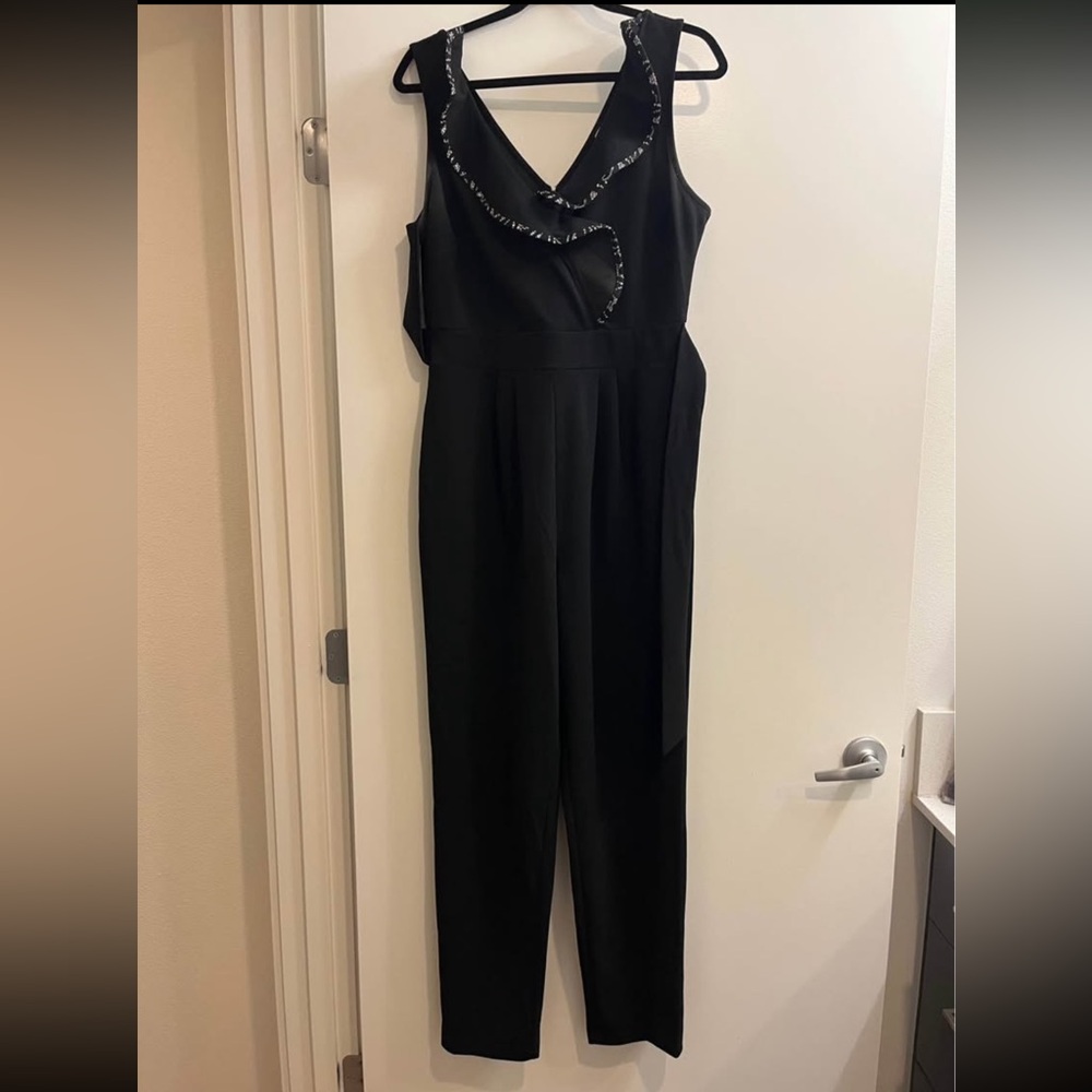 Wrapper Black Jumpsuit with Embellished Straps